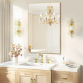 Bathroom Mirror 24"x36", Gold Vanity Mirror with Brushed Metal Frame & Tempered Glass, Rectangle Wall Mirror Mounted, Rust-Resistant for Bedroom, Entryway and Living Room Decor