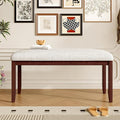 Merax Upholstered Dining Bench, with Padded Seat and Solid Wood Leg for Kitchen Bedroom, Living Room, Indoor, Entryway, Hallway, End of Bed, Cherry+Beige