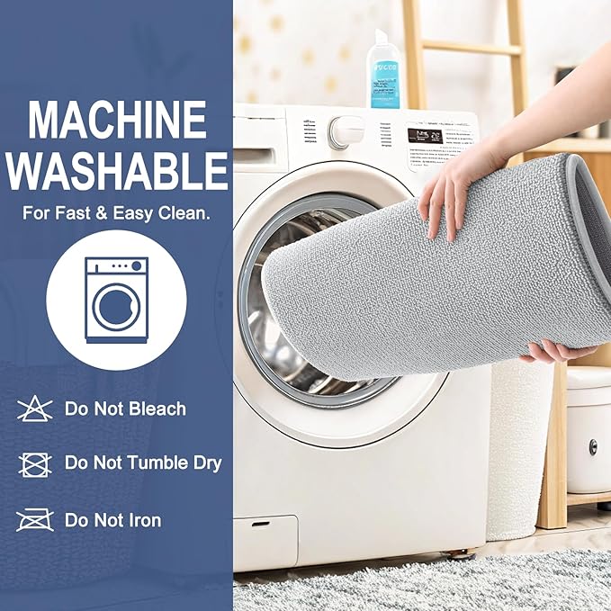 OLANLY Thick Memory Foam Bath Mat Rug 47x17, Extra Soft Absorbent Bathroom Rug, Quick Dry Bath Mats, Non-Slip, Machine Washable Carpet for Bathroom, Tub and Shower, Home Decor Accessories, Light Grey