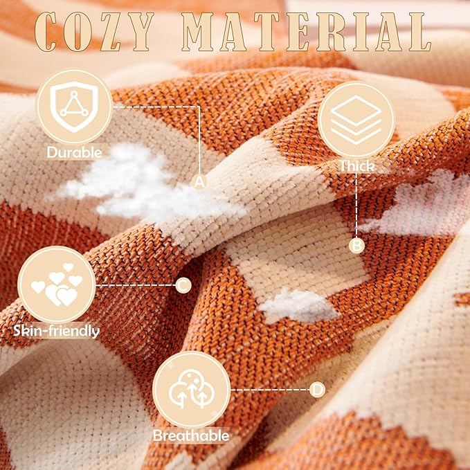 HANDONTIME Orange Sofa Covers for Couch Loveseat Soft Chenille Cover Dogs Washable Furniture Protector with Tassel Solid Pet Thick, 71/'' X118/'', Tassel:orange, Large:71/''x 118/''