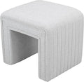 Get Set Style Vanity Stool Chair,Modern Linen Ottoman Foot Stool with Wooden Legs Sofa Bench Footstool Extra Seat for Vanity,Makeup Room,Living Room,Entryway,Office (Fully Assembled)