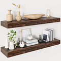 Heimlove 32 Inch Floating Shelves for Wall,Rustic Brown 9.3" Deep Floating Shelf Set of 2,Wall Mounted Shelves for Bathroom Bedroom Living Room Kitchen Office,Shelf for Books Storage Room,Home Decor