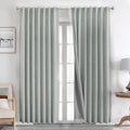 Joydeco Natural Linen Curtains 90 inch Length 2 Panels Set Burg 100% Blackout Patio Door Curtain Room Darkening Sliding Door Curtains Thermal Insulated Back tab Rod Pocket(105x90 inch, Sage Green)