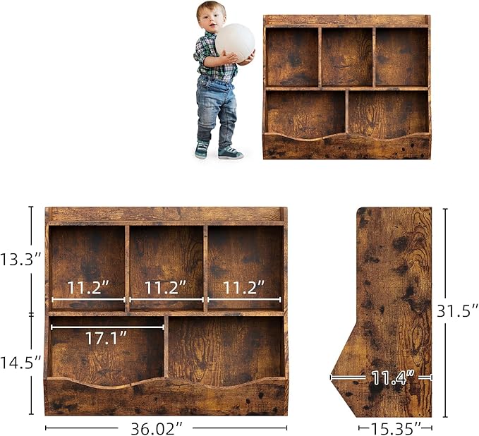 IDEALHOUSE Toy Bookshelf and Bookcase, Multi Shelf with Cubby Organizer Cabinet for Storage Books and Toys, for Bedroom, Playroom, Hallway