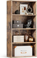 Casaottima 4-Tier Open Bookshelf and Bookcase, Floor Standing Display Storage Shelves for Living Room, Tall Book Shelf for Bedroom, Home Office, Dining Room, Vintage