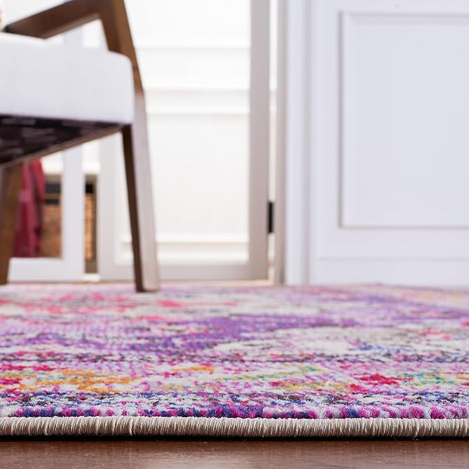 SAFAVIEH Monaco Collection Runner Rug - 2'2" x 6', Violet & Fuchsia, Boho Chic Medallion Distressed Design, Non-Shedding & Easy Care, Ideal for High Traffic Areas in Living Room, Bedroom (MNC243P)
