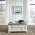 Liberty Furniture River Place Living Room Lift Top Storage Cocktail Table - Riverstone White & Tobacco
