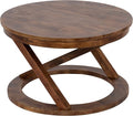 Kate and Laurel Aja Bohemian Round Wood Coffee Table; 26 inch Diameter; Walnut Brown; Decorative Boho Modern Coffee Table for Hosting; Storage; and Display