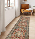 Lahome Oriental Washable Runner Rug Non Slip, 2x7 Rug Runners for Hallways Kitchen, Ultra-Thin Hallway Rugs for Laundry Room Bathroom Bedroom, Brick Red