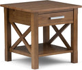 SIMPLIHOME Kitchener SOLID WOOD 21 inch Wide Square Contemporary End Side Table in Medium Saddle Brown for the Living Room and Bedroom