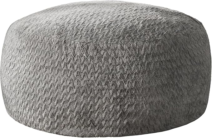 Hobestluk 5ft Bean Bag Chairs for Adults Large Beanbag Chair with Chevron Plush Fur Cover Big Bean Bag Chair for Living Room Bedroom Dorm Office - Grey (50” x 50” x 24”)