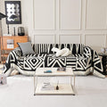 VM VOUGEMARKET Geometric Couch Cover for 3 Cushion Boho Chenille Sofa Cover Dog Proof Universal Sofa Slipcover L Shaped Furniture Cover with Tassels Sectional Couch Cover-71 x 134,Black