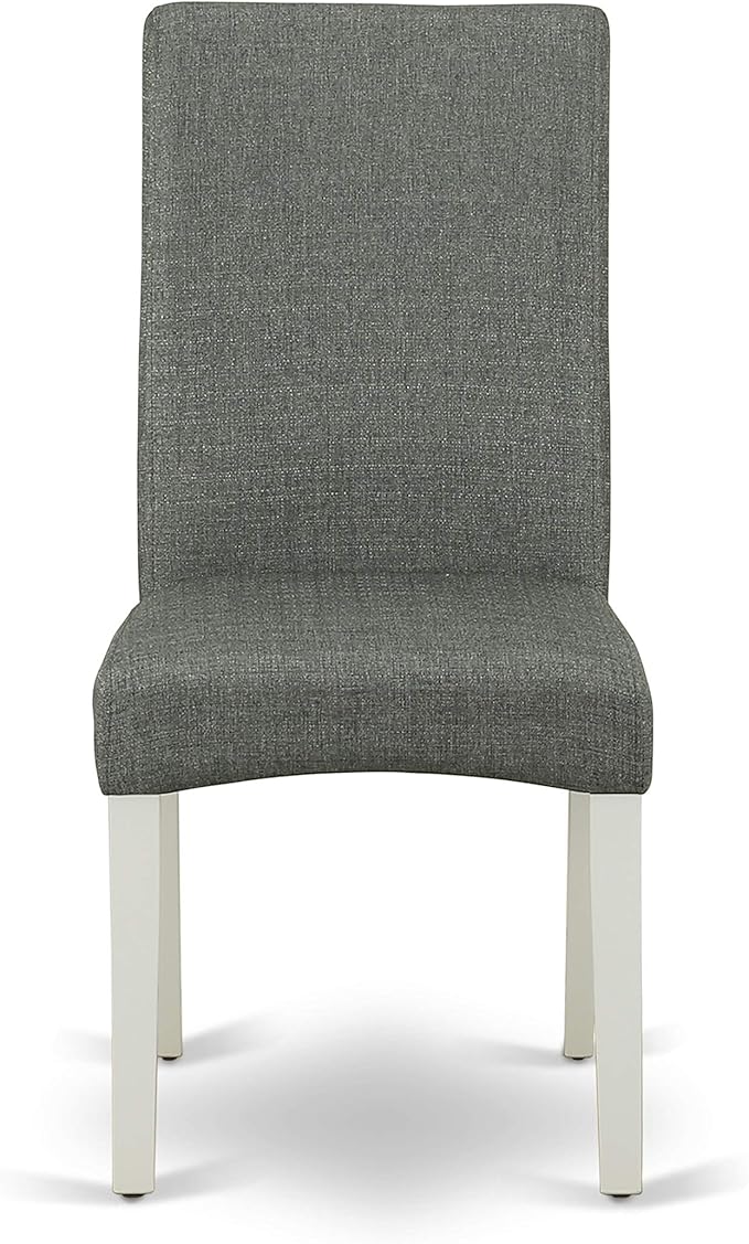 East West Furniture LGDR9-LWH-07 9 Piece Dining Room Set Includes a Rectangle Kitchen Table with Butterfly Leaf and 8 Gray Linen Fabric Parsons Dining Chairs, 42x84 Inch, Linen White