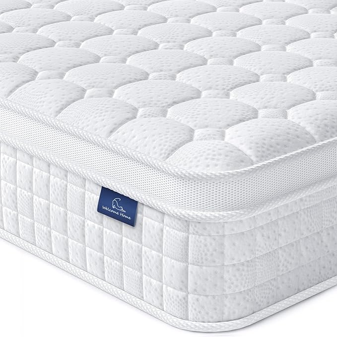 Vesgantti Full Mattress 10 Inch Innerspring Multilayer Hybrid Full Mattresses - Ergonomic Design with Memory Foam and Pocket Spring Mattress Full Size, Medium Firm Feel, White