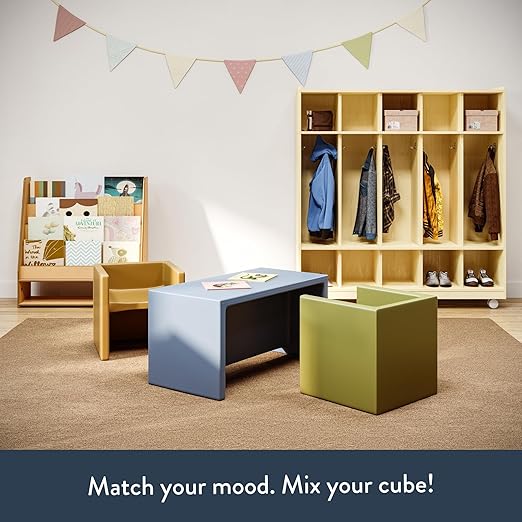 Children's Factory 3-in-1 Cube Chair for Kids, Flexible Seating Classroom Furniture, 1-Pack, Clay