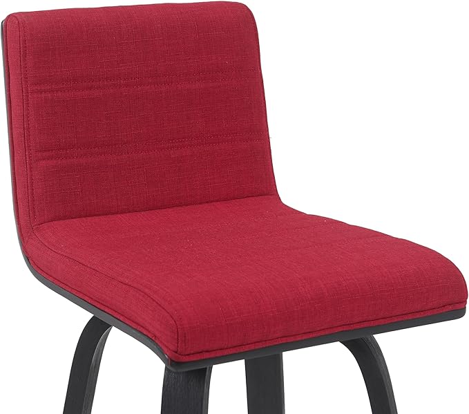 Vienna Modern Counter Height Swivel Bar Stool with Red Upholstered Seat and Brushed Wood Frame Set of 4