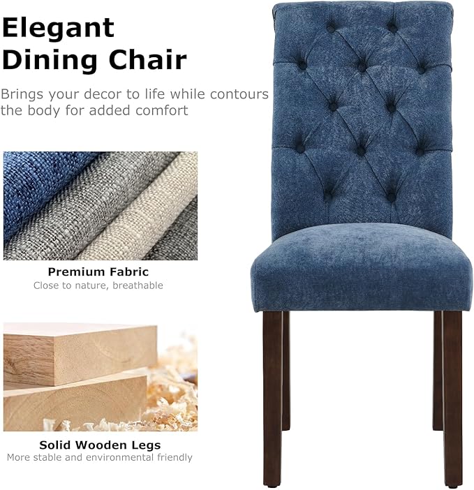 COLAMY 3-Piece Extendable Dining Table Set for 2, 36" Kitchen Round Wood Table with 2 Tufted Dining Room Chairs,Light Brown/Blue