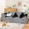 Boho Sofa Cover, Couch Covers for 3 Cushion Couch Sofa Pet Friendly, Sofa Cover Washable, Soft Chenille Living Room Couch Covers Slipcover, Pet Furniture Protecto (2# Black, 71" x 150")