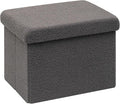 16.5 Folding Storage Ottoman Cube - Small Footrest with Sherpa Top, Multi-Functional Storage for Bedroom, Living Room, Grey