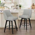 Vipbear Swivel Counter Height Bar Stools Set of 2,26.8" H Counter Stools with Back, Mid Century Modern Bar Stools for Kitchen Island,Linen Fabric,Wooden Base, Light Gray