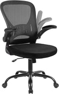 Mesh Office Chair, Ergonomic Home Office Desk Chairs with Flip-up Arms and Lumbar Support, Height Adjustable, Black