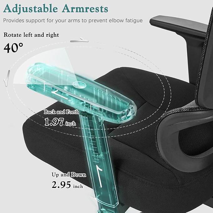 VECELO High Back Ergonomic Office Chair, Big and Tall Mesh Desk Chair with Wheels, Tilt Function, 3D Armrests & Headrest, Lumbar Support, Swivel Rolling Computer Chair for Task, Home Office, Black