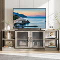 GarveeHome Farmhouse TV Stand for 75/80 Inch TVs, Entertainment Center with Storage Cabinet, 71'' Rustic TV Media Console Table, Furniture for Living Room, Grey