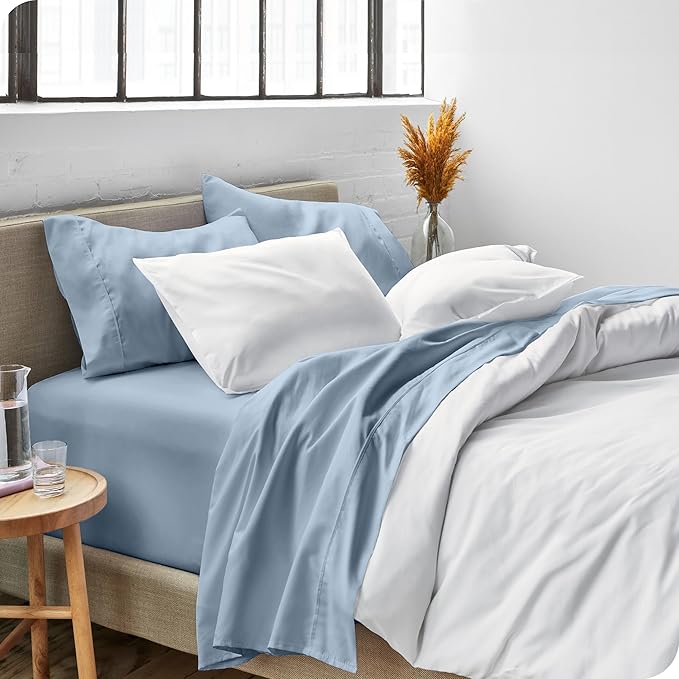 Bare Home King Sheet Set - Luxury 1800 Ultra-Soft Microfiber King Bed Sheets - Double Brushed - Deep Pockets - Easy Fit - 4 Piece Set - Bedding Sheets & Pillowcases (King, Dusty Blue)