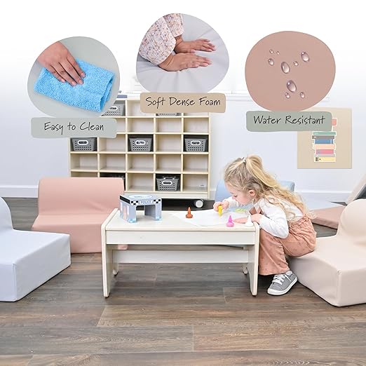 Children's Factory Library Lounger, Flexible Seating Classroom Furniture, Comfy Kids Chairs, Clay, Single Lounger