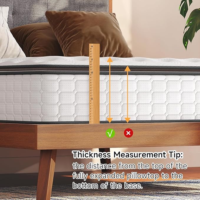 Vesgantti Twin XL Mattress, 10 Inch Hybrid XL Twin Mattress in a Box, Extra Long Pillow Top Twin Mattresses, Foam and Pocket Coils Innerspring Mattresses, Medium Firm Plush Feel