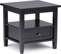 SIMPLIHOME Warm Shaker SOLID WOOD 20 inch Wide Rectangle Transitional End Side Table in Black for the Living Room and Bedroom