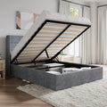 SHA CERLIN Queen Size Lift Up Storage Bed/Modern Wingback Headboard/Upholstered Platform Bed Frame/Hydraulic Storage/No Box Spring Needed/Wood Slats Support/Grey Blue