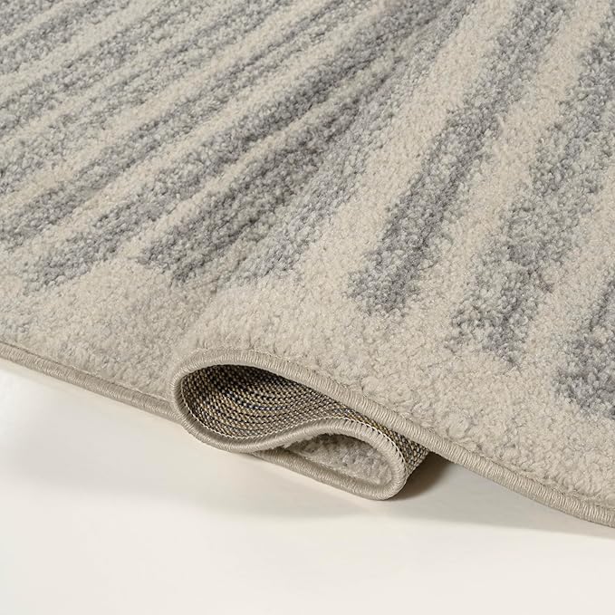 JONATHAN Y Khalil Modern Berber Stripe Cream/Gray Indoor Area Rug, 4x6, Contemporary, Bohemian, Easy-Cleaning for Living Room, Bedroom, Kitchen, Pet Friendly, Non-Shedding (MOH207C-4)