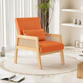 YESHOMY Mid-Century Accent Chair with Pillow Upholstered with Solid Frame & Breathable Armrest for Living Room, Light Orange