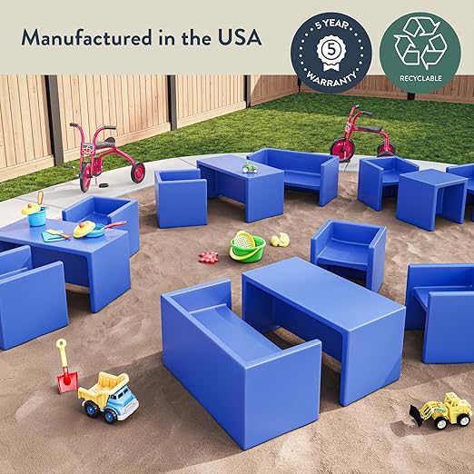 Children's Factory 3-in-1 Cube Chair for Kids, Flexible Seating Classroom Furniture, 1-Pack, Sky Blue