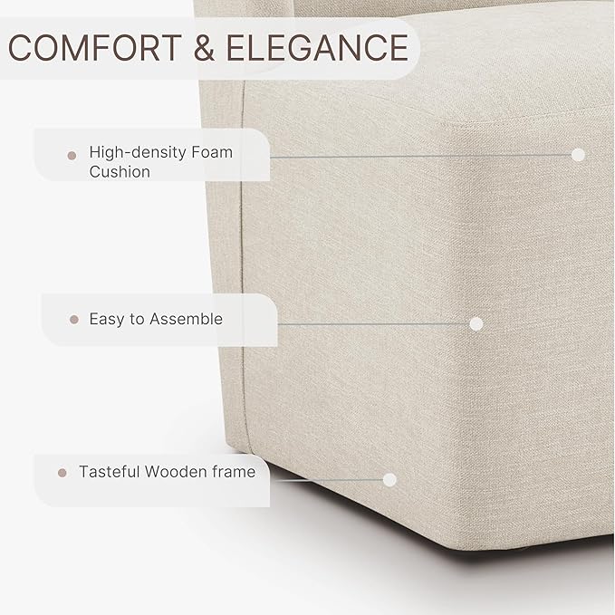 Upholstered Dining Chair with Casters Wingback Modern Side Armless Deskchair with Rollers for Diningroom Bedroom Livingroom Reading Room,Cream Beige,2 Box