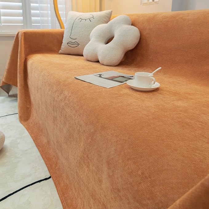 STACYPIK Waterproof Orange Couch Cover for Dogs, Washable Sofa Cover for 2 Cushion Couch, Anti-Cat Scratch Furniture Protector, Anti-Slip Pet Couch Protector,Tear Resistant Futon Cover-71X71IN