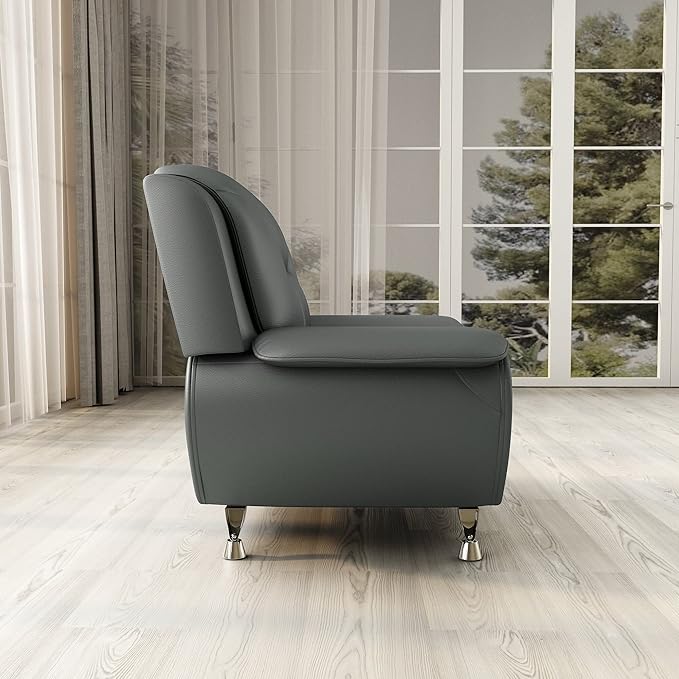 Container Furniture Direct Michael Modern Faux Leather Upholstered Stainless Steel Legs Living Room, Chair, Loveseat, Sofa, Red