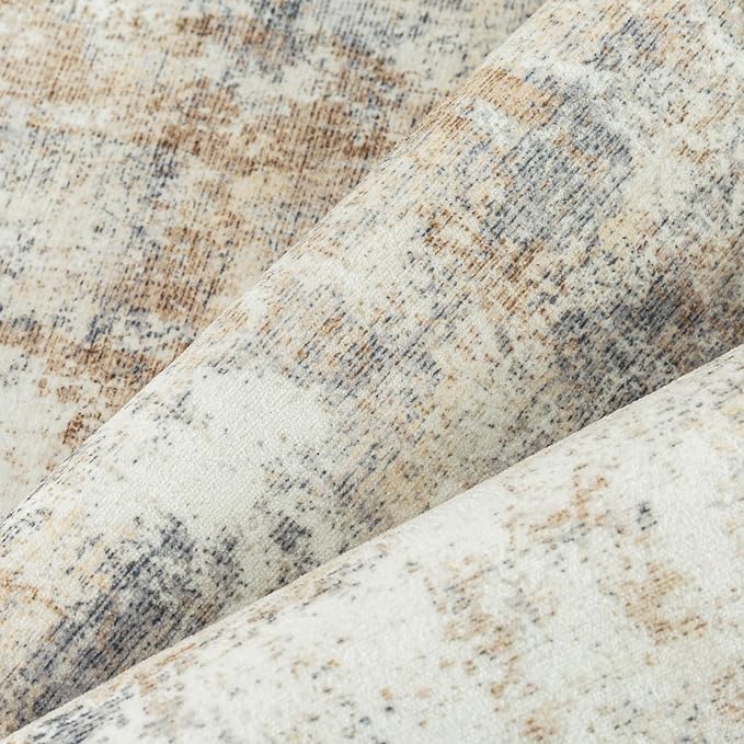 6x9 Washable Area Rug Gold Grey Neutral Abstract Living Room Bedroom Large Throw Rug Non Slip Soft Low Pile Indoor Floor Carpet for Dining Room Kitchen Office Entryway
