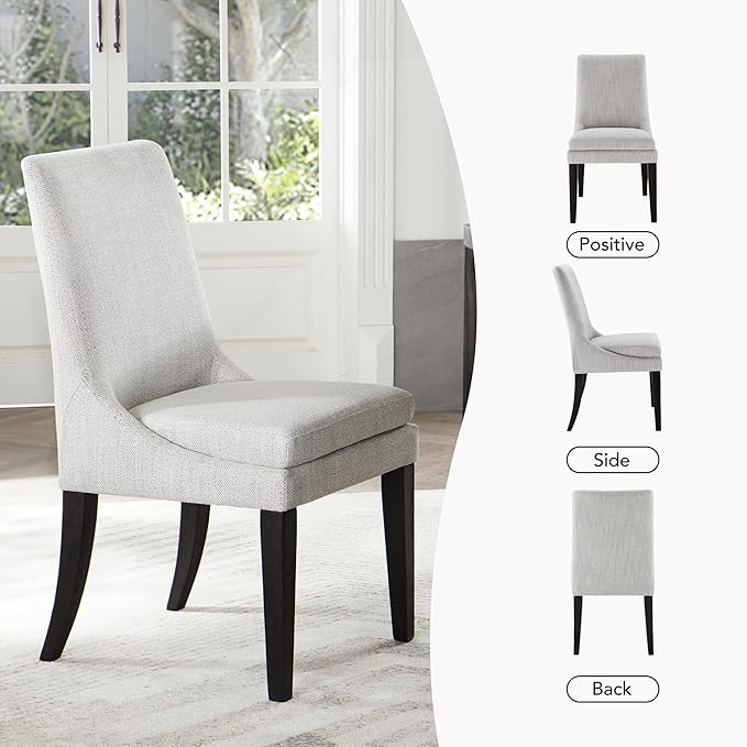 Upholstered Dining Chairs Modern Sidechair Performance Fabric High Back Armlesschair for Diningroom Kitchen,Light Grey,Set of 2(1 Box)