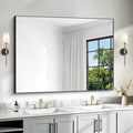 36x48 Inch Black Rectangle Mirrors for Wall, Large Bathroom Mirror for Over Sink, Black Framed Rectangular Mirror for Living Room Bedroom Bathroom, Hangs Horizontally or Vertically