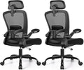 FelixKing Ergonomic Office Chair, Headrest Desk Chair with Adjustable Lumbar Support, Home Office Swivel Task Chair with High Back and Armrest, Adjustable Height Gaming Chair(Black),Pack of 2