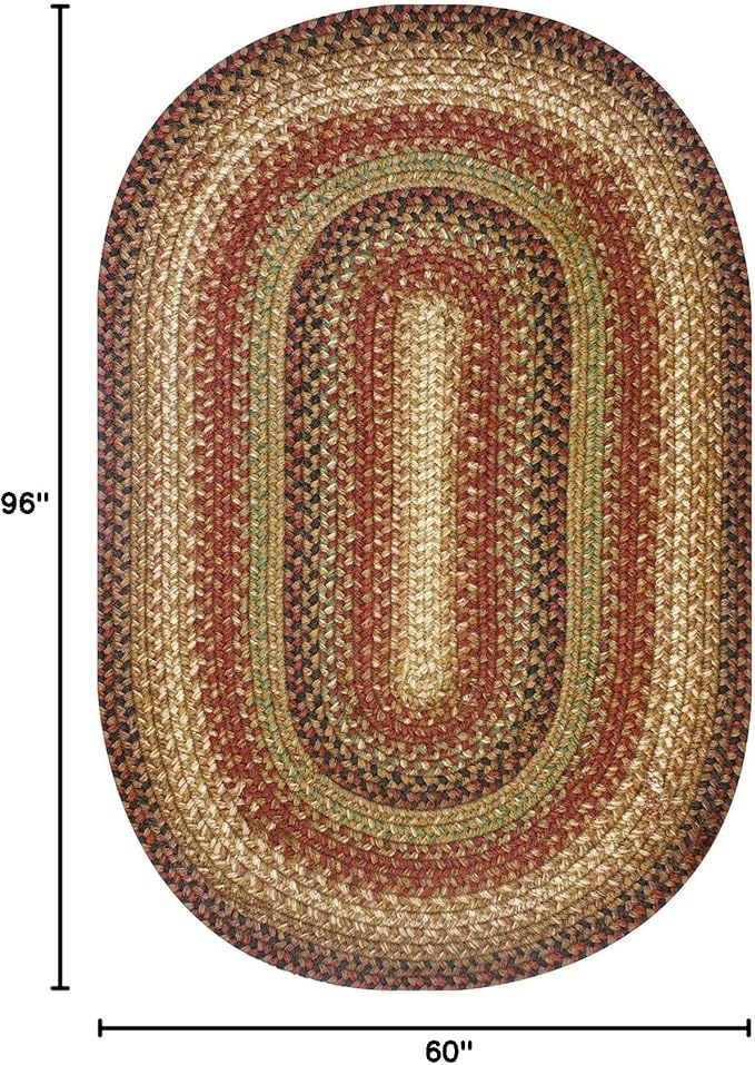 Homespice Gingerbread Jute Brown Braided Rugs 5x8' Oval for Living Room, Bedroom Rug and Dining Room. Pet Friendly. Decor Styles- Farmhouse Rug, Rustic, Vintage, Cottage, Primitive, Country, Boho Rug