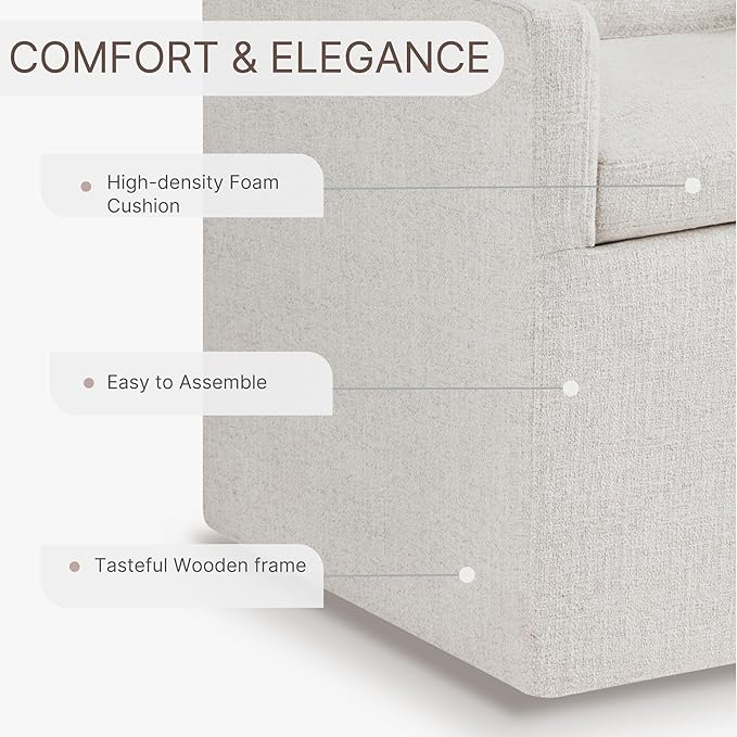 Upholstered Dining Chairs with Casters Easy Assembly Side Deskchair with Rollers for Diningroom, Living Room, Linen, 4 Box