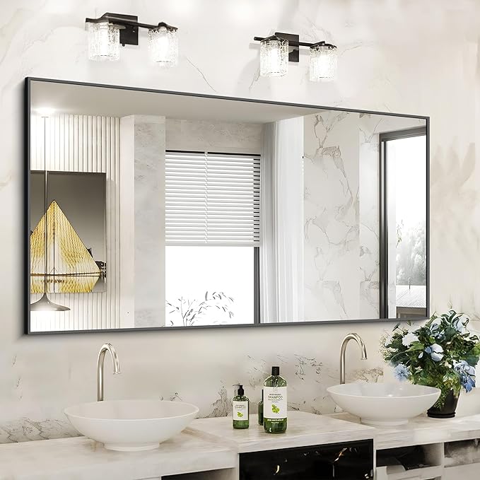 KOCUUY Bathroom Mirror,30x60 Large Black Mirrors for Wall,Rectangle Long Vanity Mirror with Aluminum Frame Modern Home Decor for Bathroom, Living Room, Farmhouse, Entryway, Hang Horizontal/Vertical