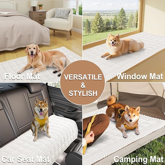 Smiry Couch Cover for Dogs Washable, Non Slip Fuzzy Pet Couch Covers for 3 Cushion Sofa Pet Friendly, Thick Soft Sofa Slipcovers Cushion Protector (White, 27.6" x 82.7")