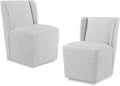 Upholstered Dining Chair with Casters Wingback Modern Side Armless Deskchair with Rollers for Diningroom Bedroom Livingroom Reading Room,Light Grey,2 Box