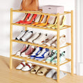 Smiry Shoe Rack, 4 Tier Bamboo Shoe Organizer, Stackable Free Standing Wooden Shoe Storage Shelf for Closet, Entryway, Front Door Entrance, Natural