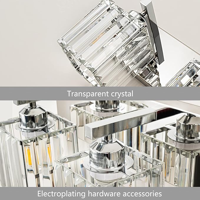 Modern 6-Light Chrome Crystal Bathroom Vanity Light Fixtures