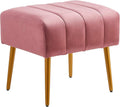 Ball & Cast Upholstered Velvet Ottoman,Footrest 18"W x 15.75"D x 17.5"H Rose,Golden Powder Coating Legs Set of 1